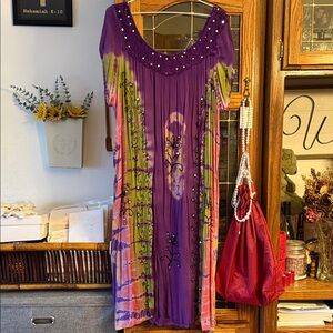 Just Love Vibrant Purple and Multicolor Midi Dress